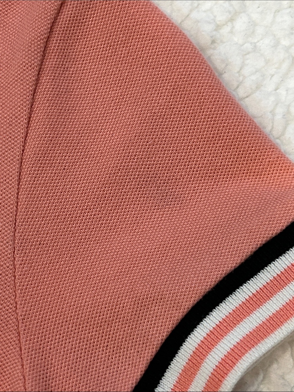 Lacoste Coral Pink Deep V-Neck fitted Polo Shirt Small Striped Collar & Sleeves - Picture 10 of 16